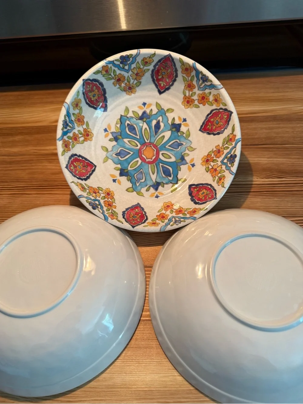 S/4 Williams Sonoma Iznik Tile Indoor/Outdoor Melamine Bowls, 2016